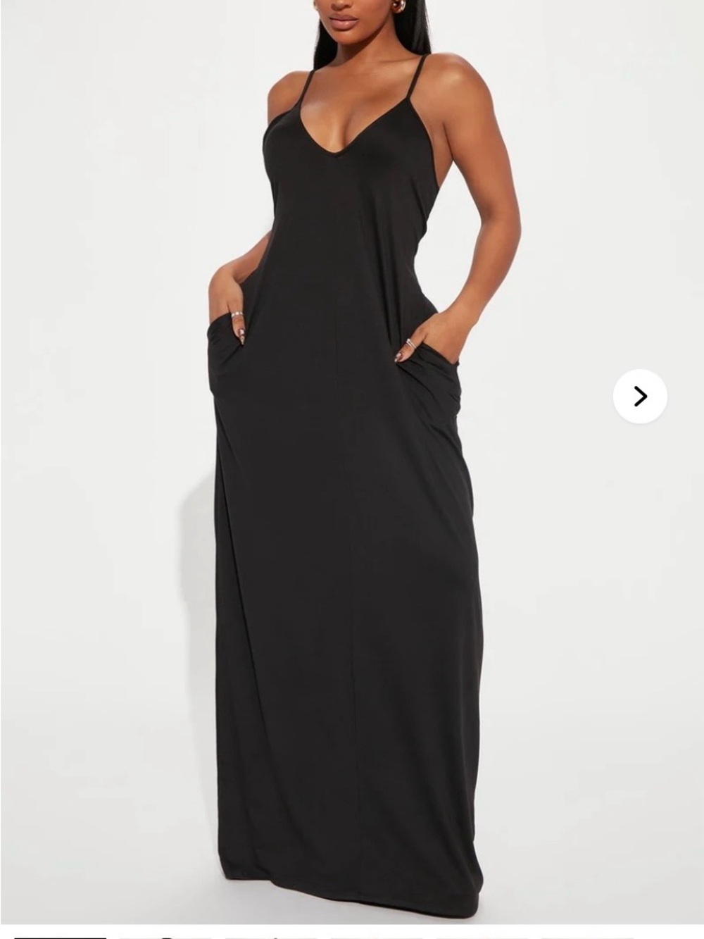 Fashion Nova Black V-Neck Spaghetti Strap Maxi Dress